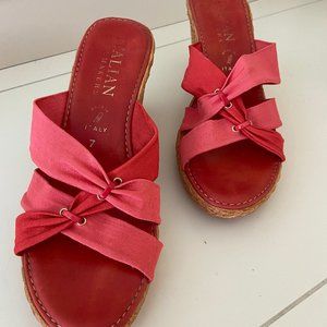 Coral Italian Shoemaker Wedges